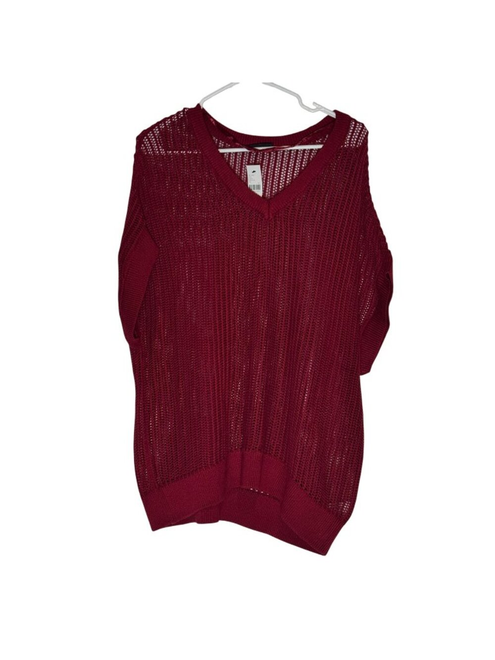 Lane Bryant Open Stitch Lightweight Short Sleeve Sweater Red Size 14/16 NWT